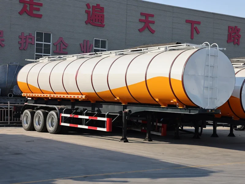 3 Axle-white-and-orange-tanker semi-trailer-1