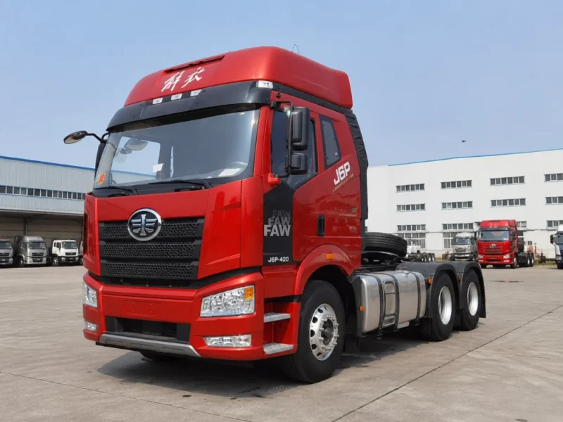 6×4 FAW Jiefang J6P red tractor truck-4
