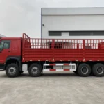 8×4 HOWO 371 red dropside cargo truck-1