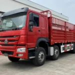 8×4 HOWO 371 red dropside cargo truck-4