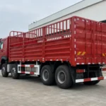 8×4 HOWO 371 red dropside cargo truck-5