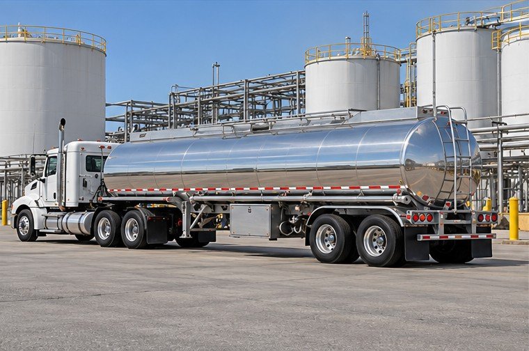 Illustration of case fuel tanker transport